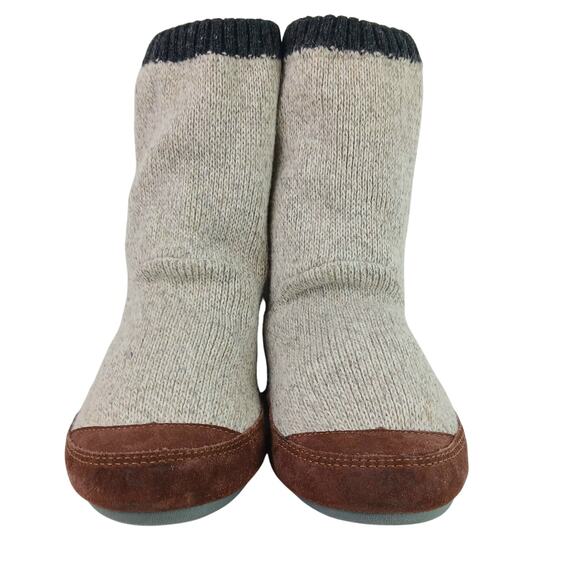 Acorn Men's SZ 9/10 Sweater & Suede Slippers Grey Ragg Wool Indoor/Outdoor - Picture 6 of 7